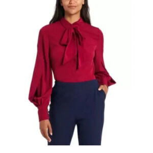 RILEY & RAE Camille Tie-neck Blouse, Created For Macy's In Heritage Red XS